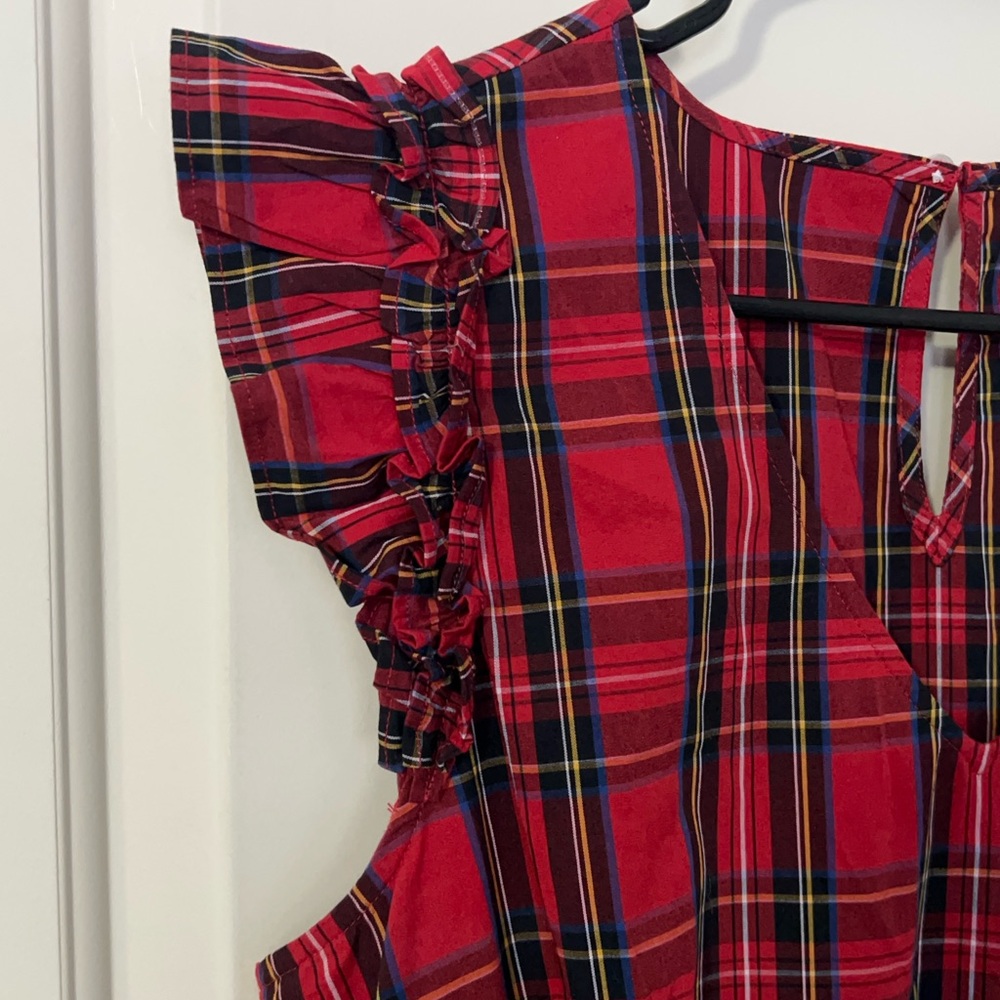 J Crew ruffle tiered dress - HAS POCKETS! PLAID / SIZE 14 - Picture 6 of 9